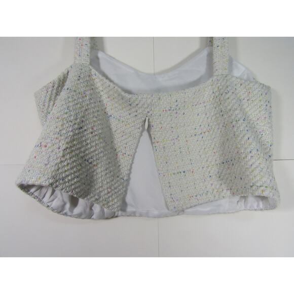 Wednesday Multi Color Tweed Women Crop Top Medium Whimsical Boho Zip Novelty - Picture 4 of 6